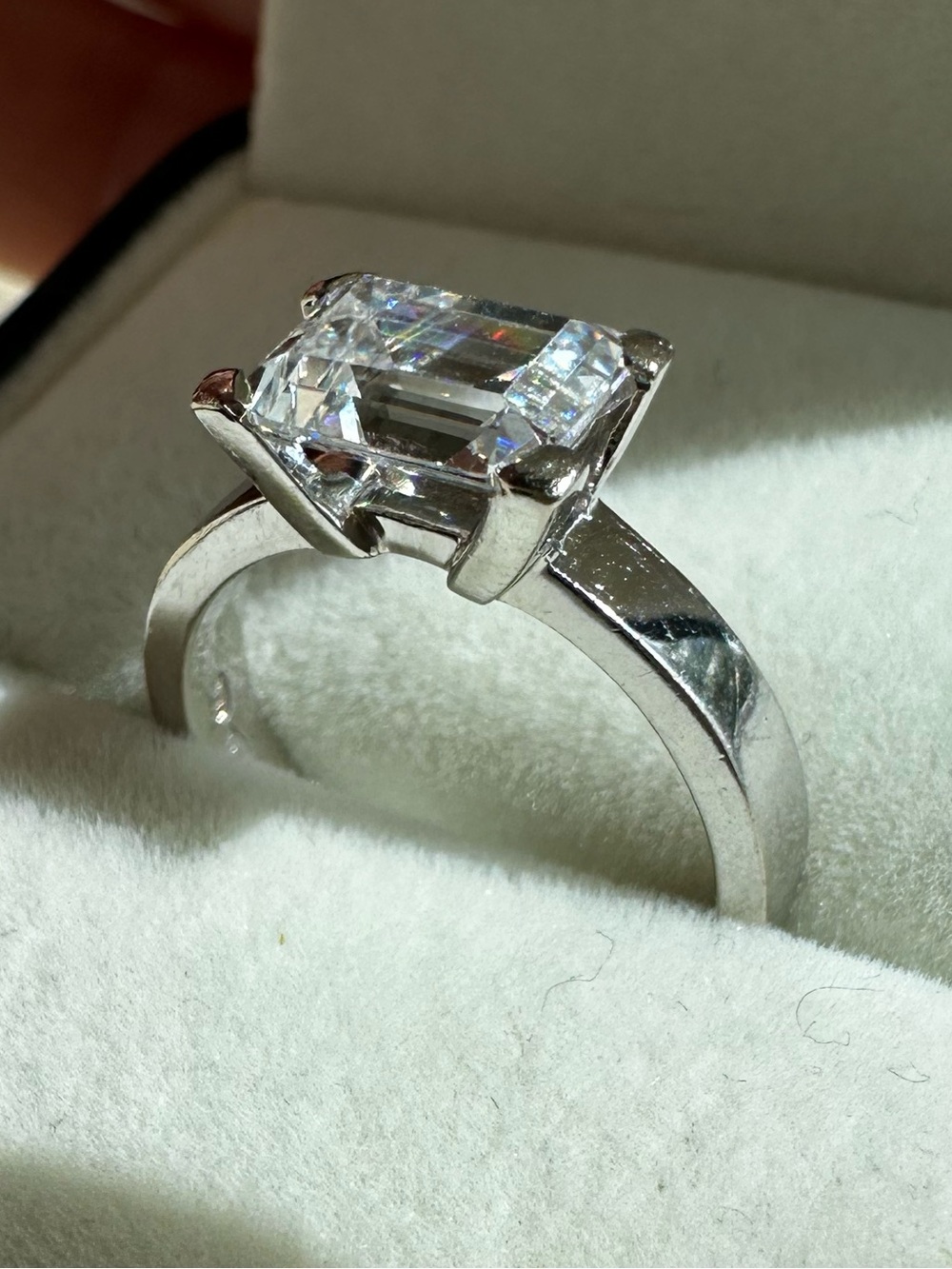 Emerald-Cut Solitaire White Gold Ring